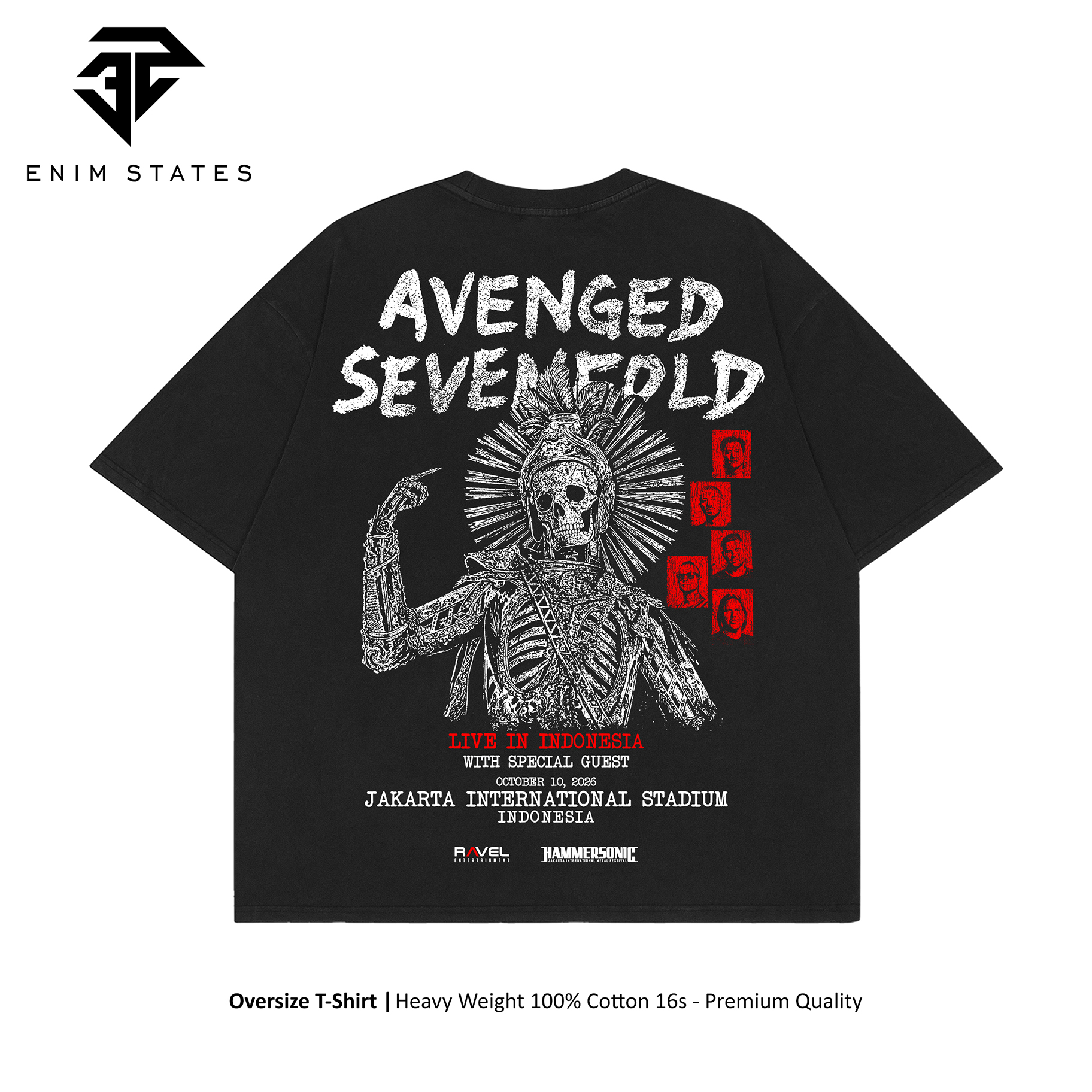 Tshirt Oversize Bootleg Avenged Sevenfold - Asia Tour 2026 (back)
