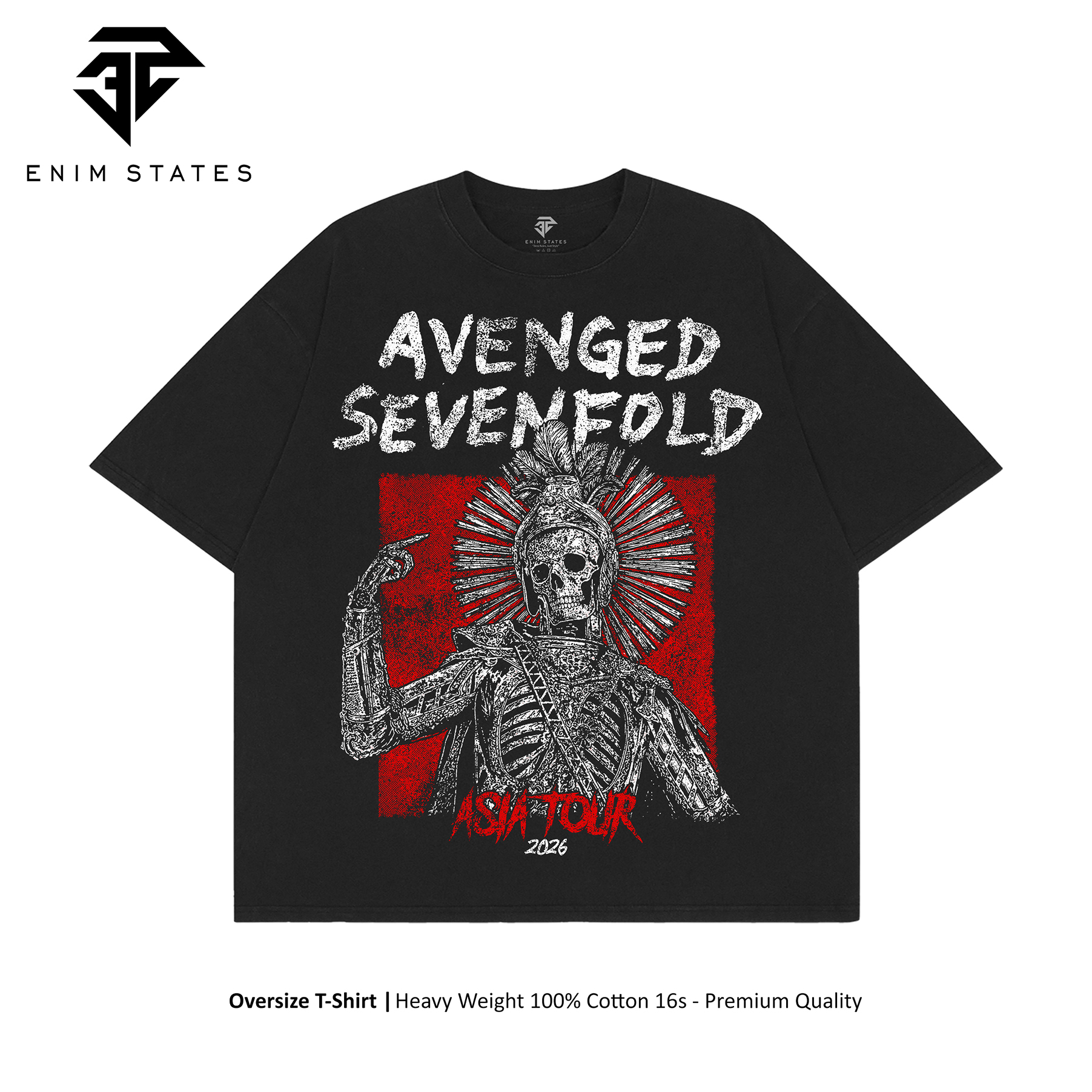 Tshirt Oversize Bootleg Avenged Sevenfold - Asia Tour 2026 (front)