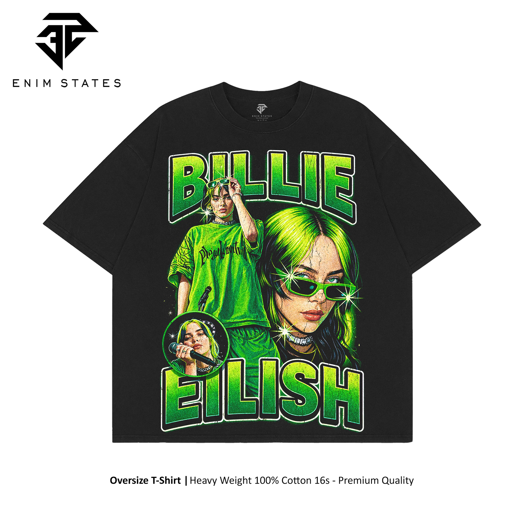 Tshirt Oversize Bootleg Billie Eilish - Green Mode