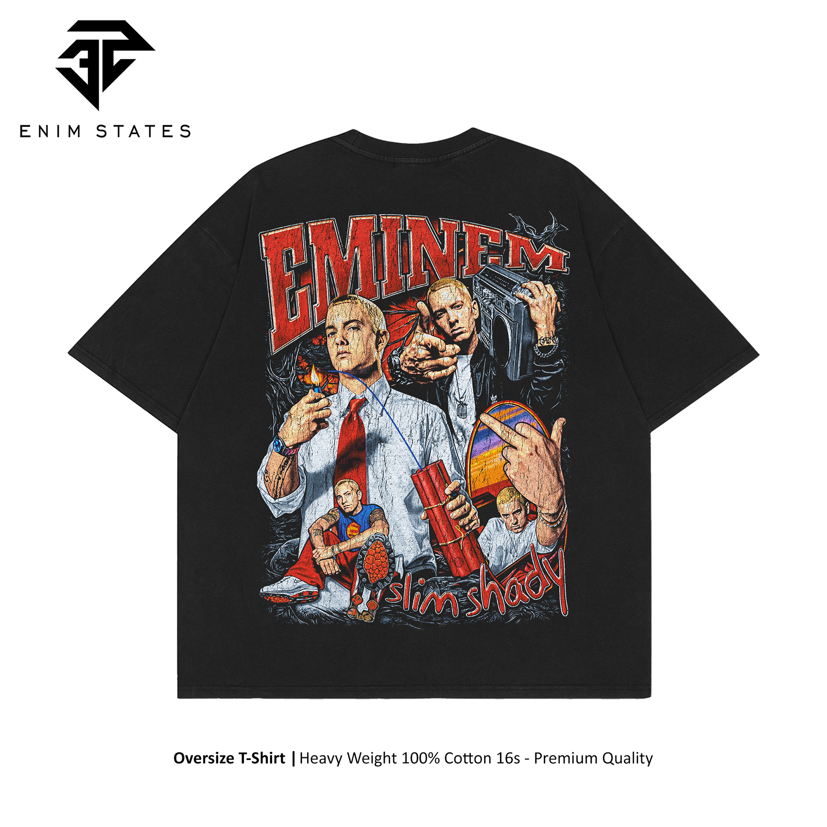 Tshirt Oversize Bootleg Eminem - Radio (back)