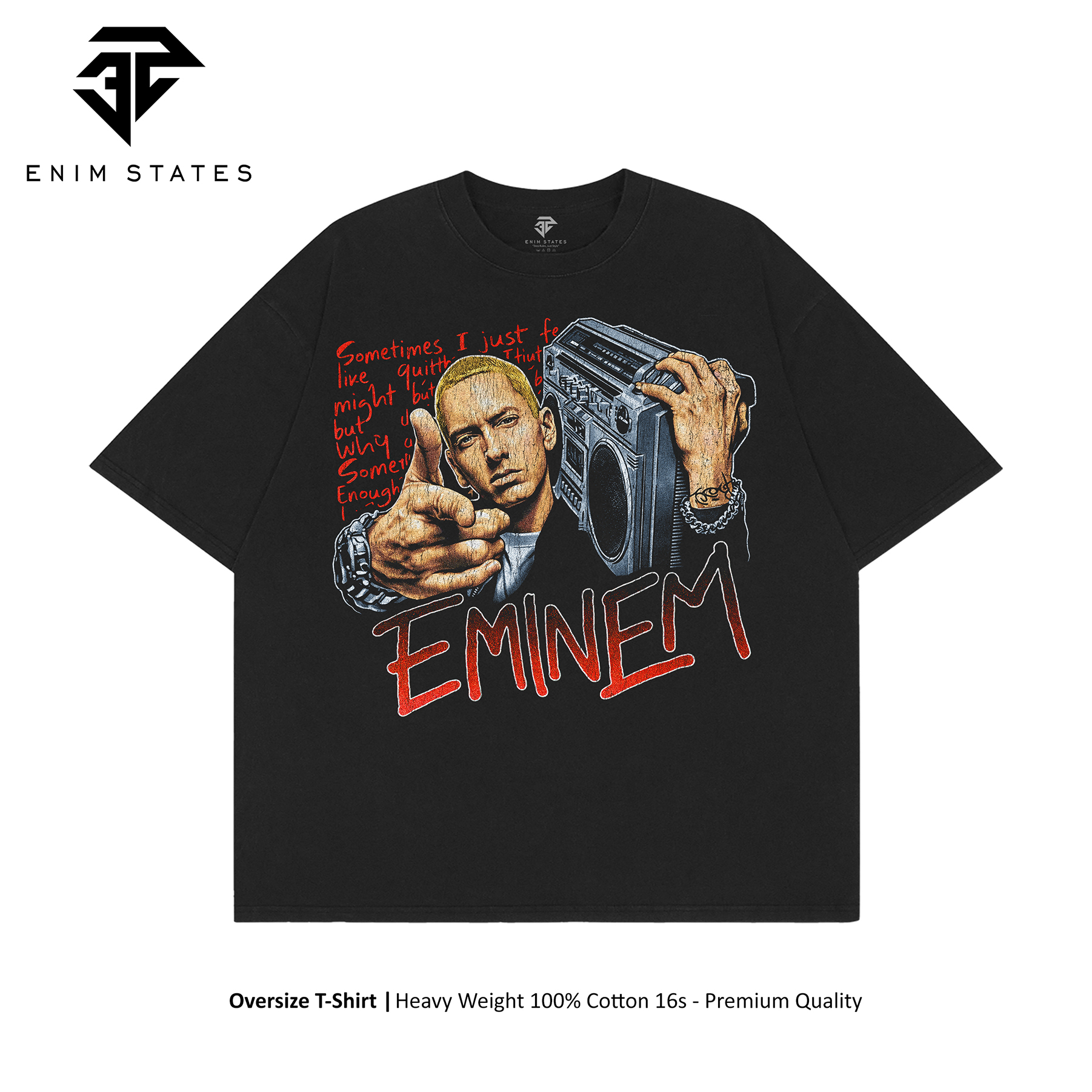 Tshirt Oversize Bootleg Eminem - Radio (front)