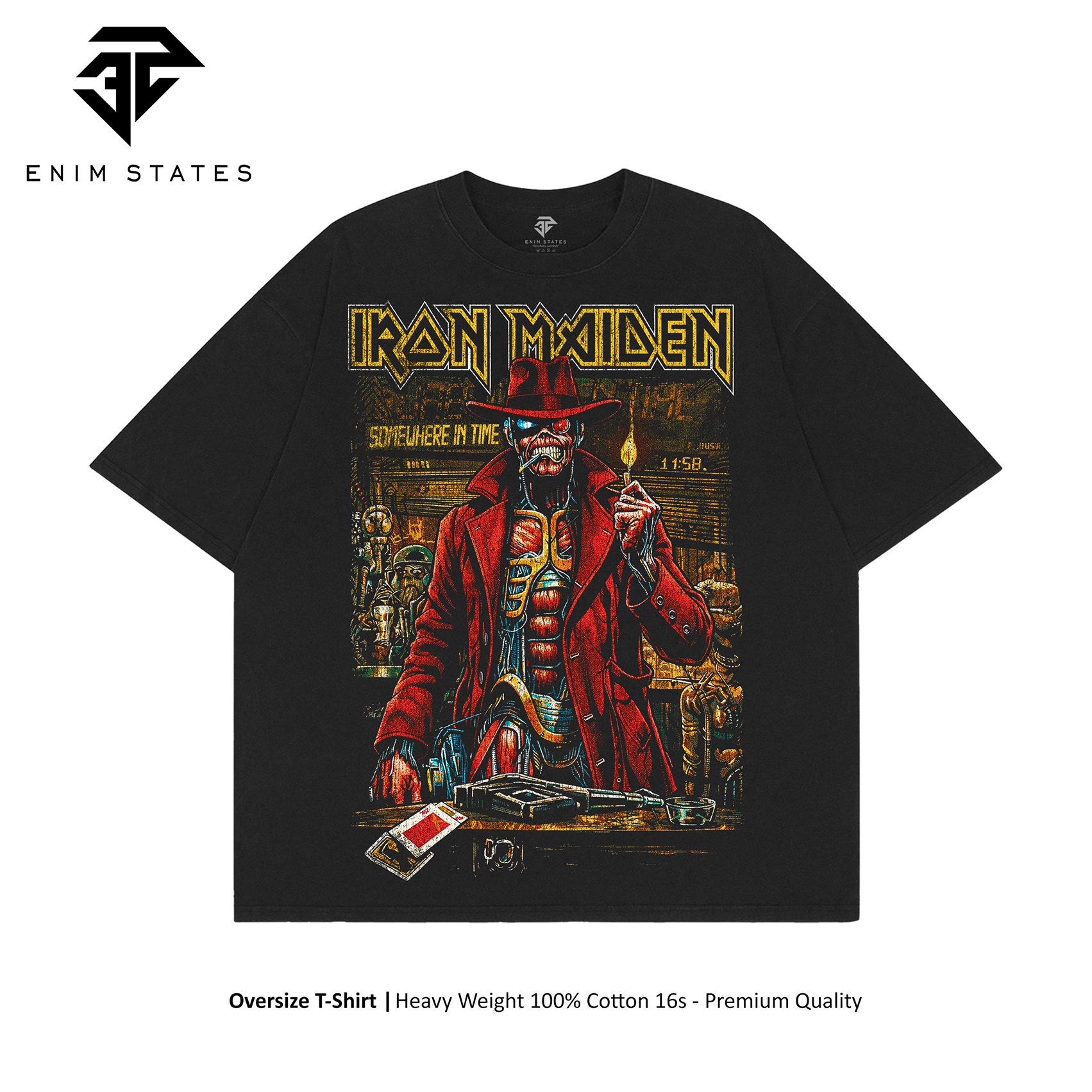 Tshirt Oversize Bootleg Iron Maiden - Skull Candle (front)